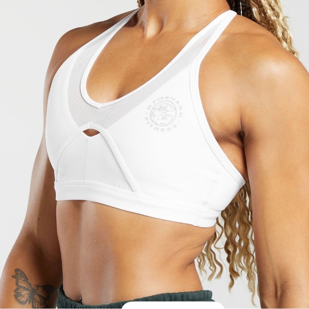 Gymshark White Legacy T-Bar Sports Bra - Brand New with Tags (Size Medium)